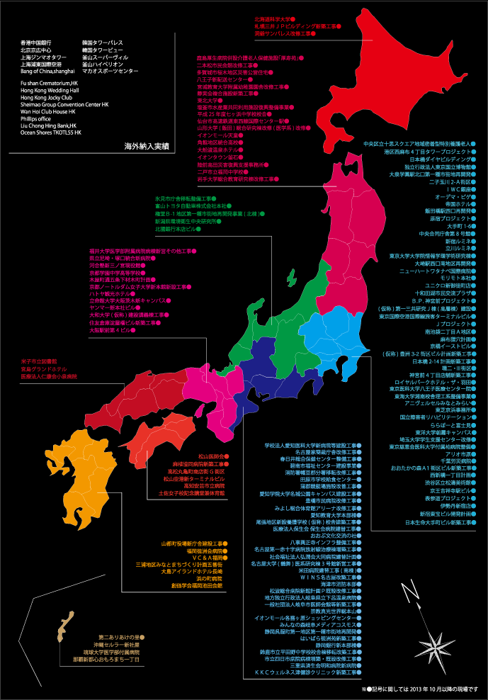 主なる納入実績（背景黒）